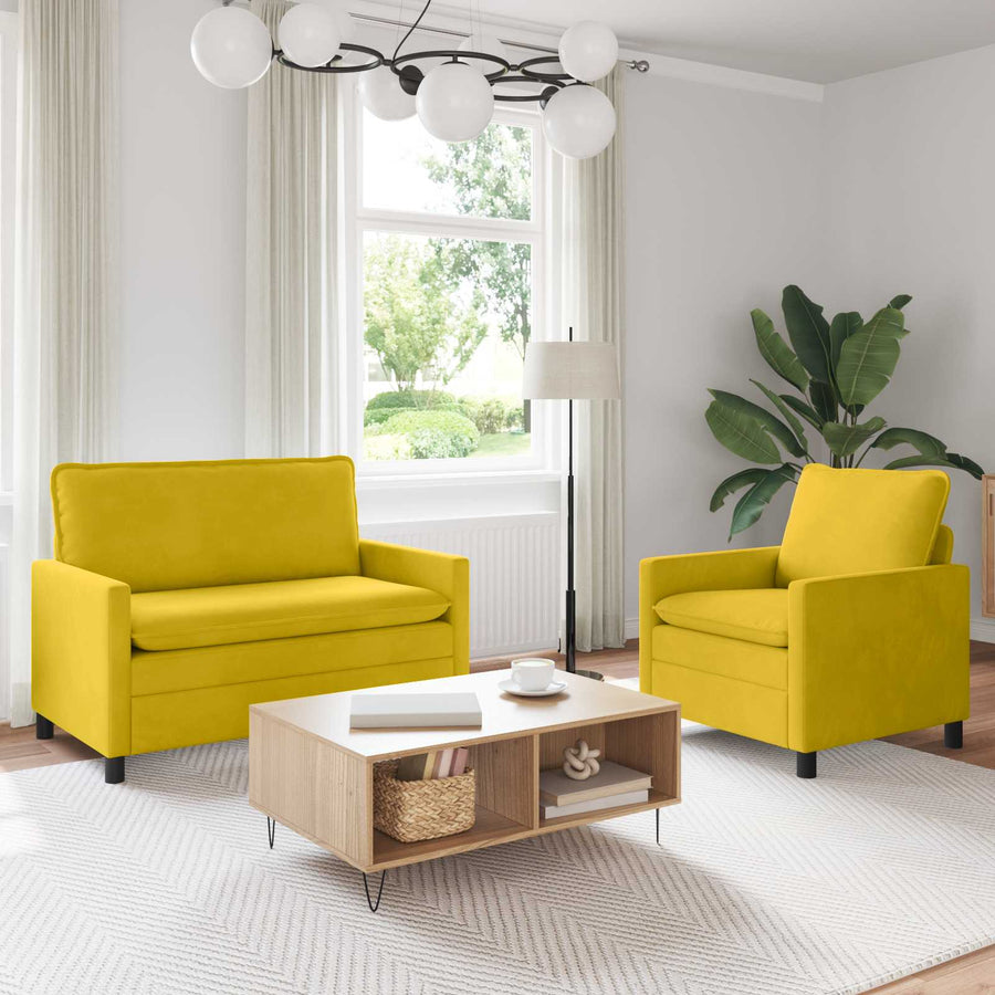 Bankstel 2 pcs Geel Fluweel