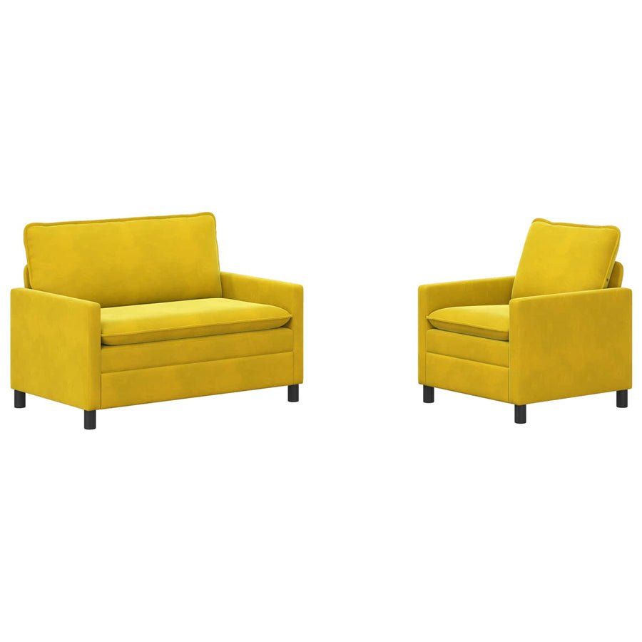 Bankstel 2 pcs Geel Fluweel