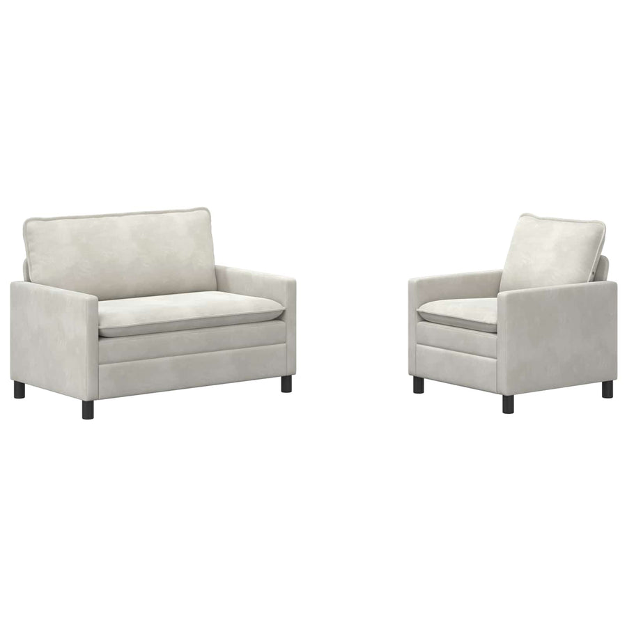 Bankstel 2 pcs Crèmekleurig Fluweel