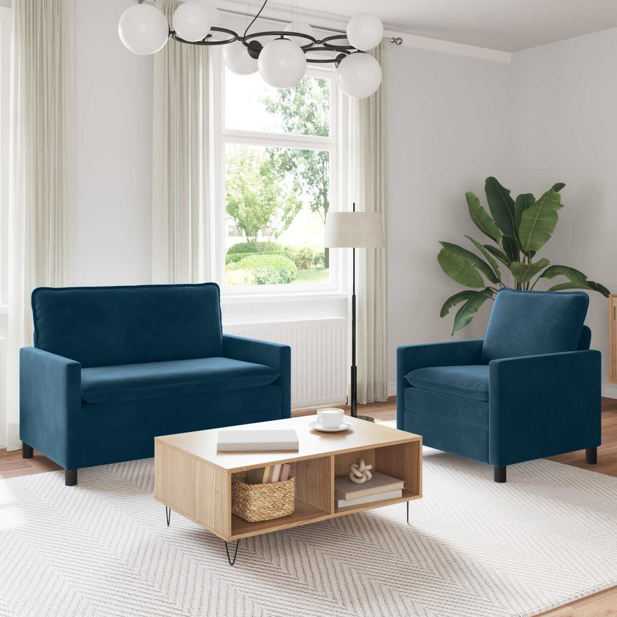 Bankstel 2 pcs Blauw Fluweel