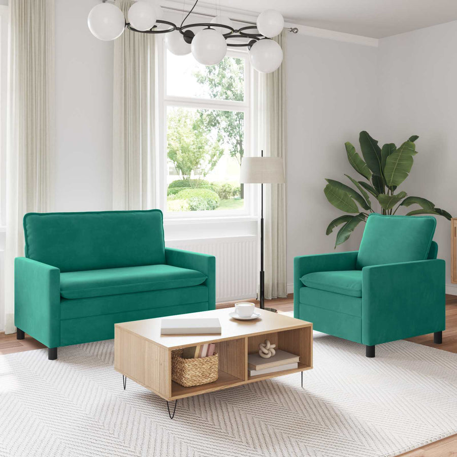 Bankstel 2 pcs Turquoise Fluweel