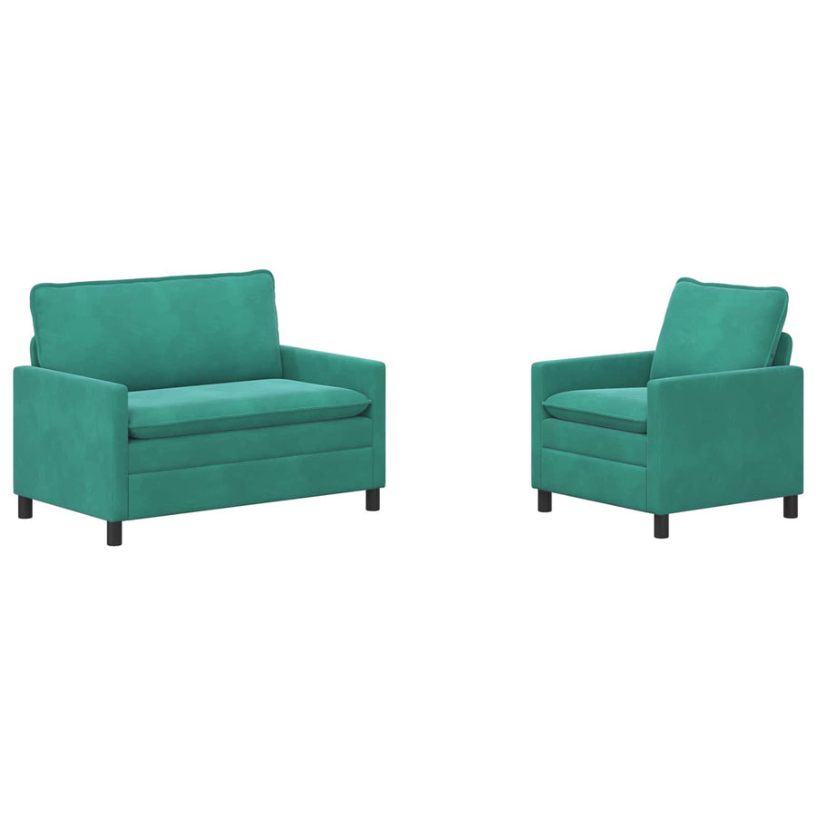 Bankstel 2 pcs Turquoise Fluweel