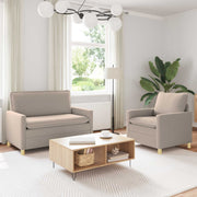 Bankstel 2 st lichtgrijs stof 126x81x87.5 cm