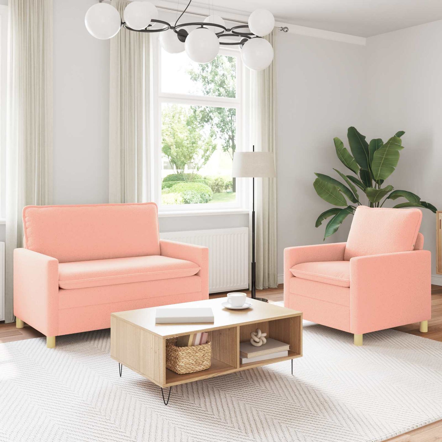 Bankstel 2 st Roze Stof