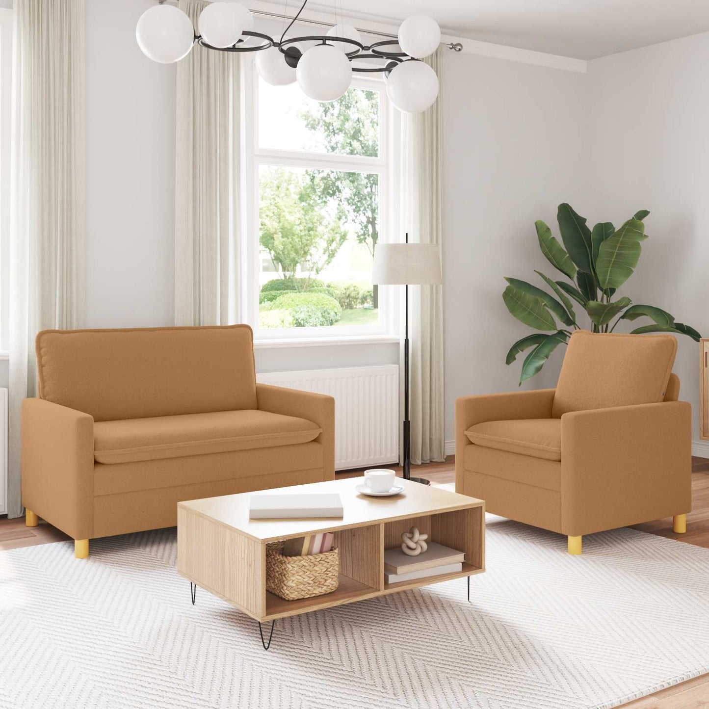 Bankstel 2 st Beige Stof