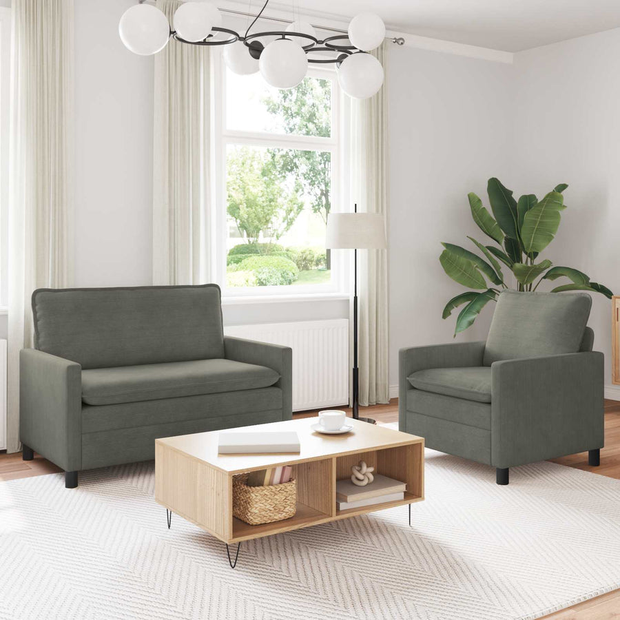Bankstel 2 pcs Lichtgrijs Stof