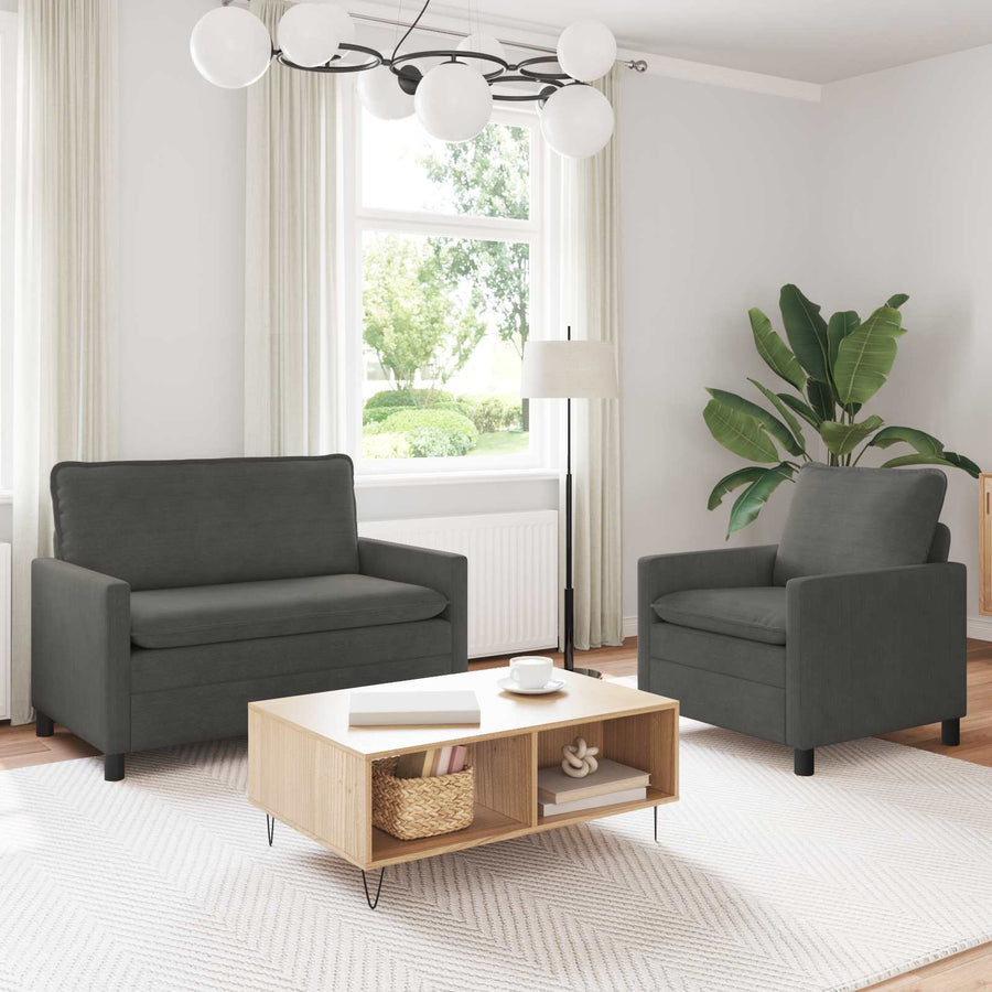 Bankstel 2 pcs Donkergrijs Stof