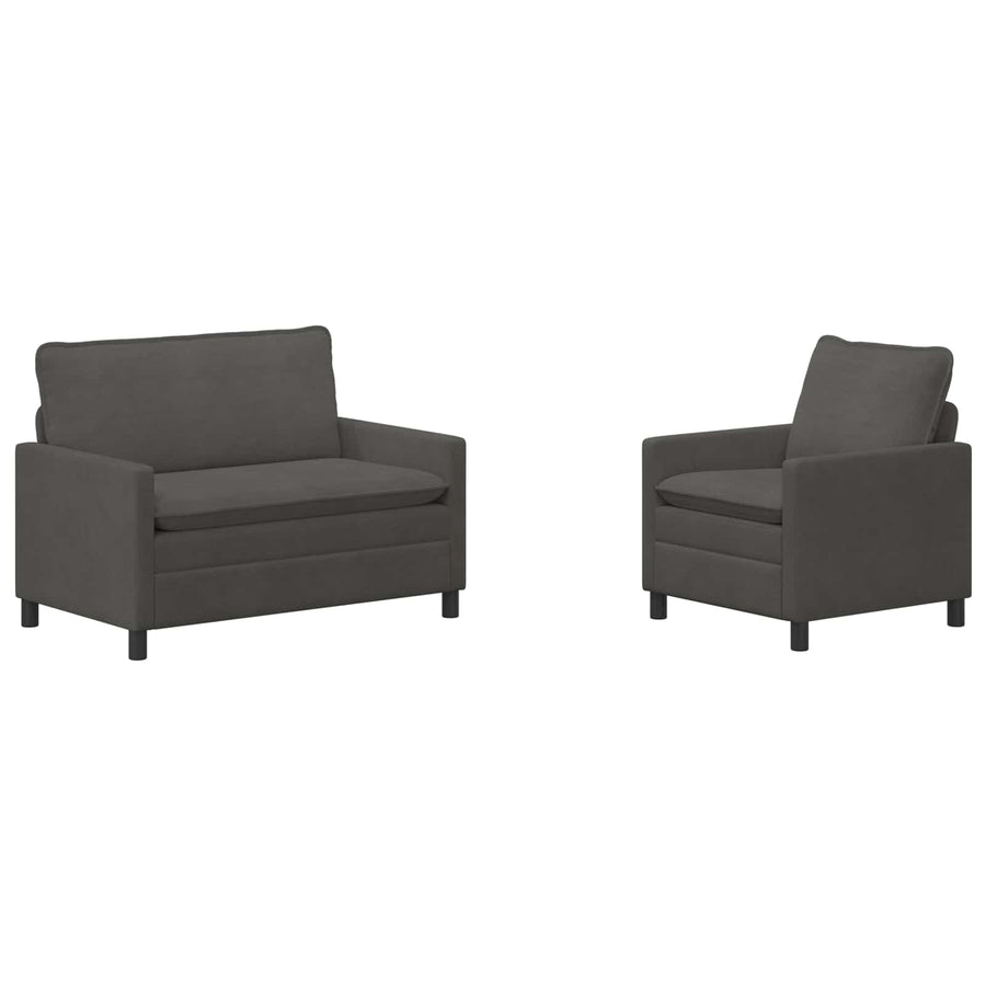 Bankstel 2 pcs Donkergrijs Stof