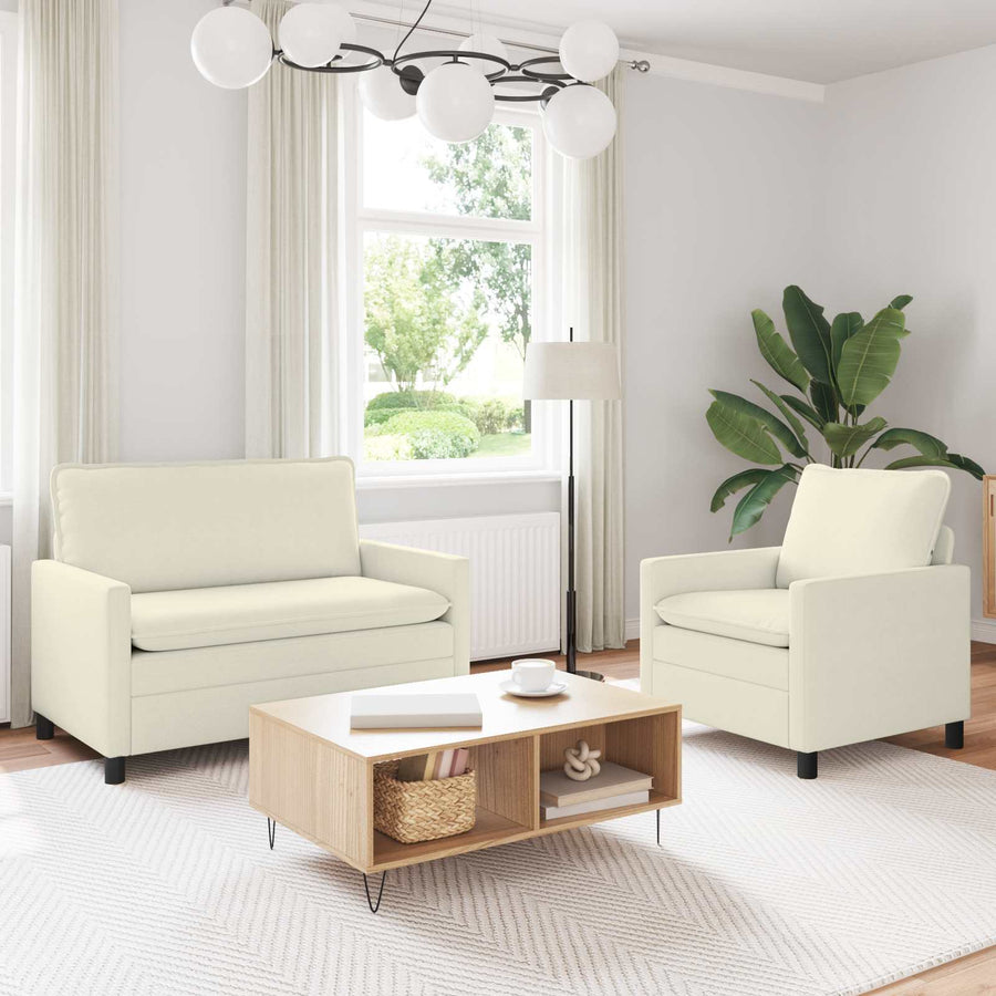 Bankstel 2 pcs Crèmekleurig Stof