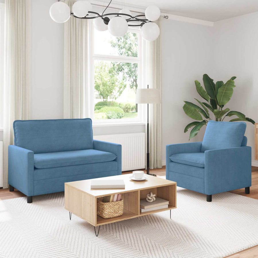 Bankstel 2 pcs Blauw Stof
