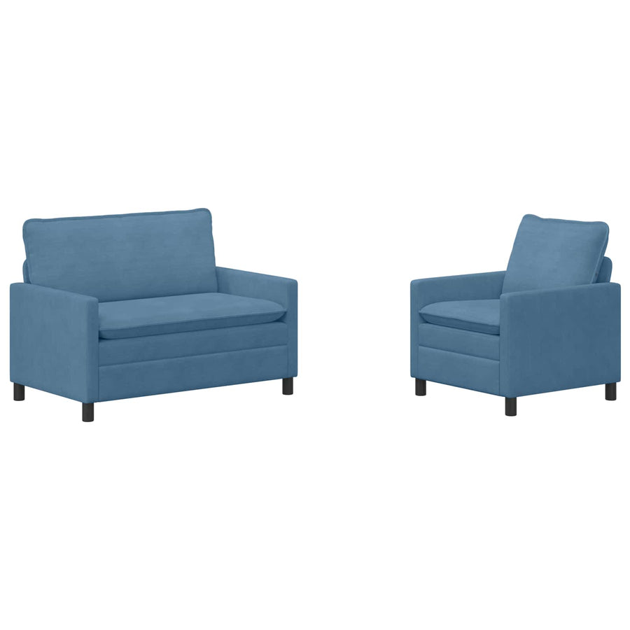 Bankstel 2 pcs Blauw Stof