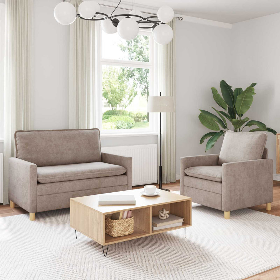 Bankstel 2 pcs Beige Polyester