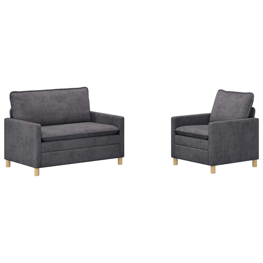 Bankstel 2 pcs Donkergrijs Polyester