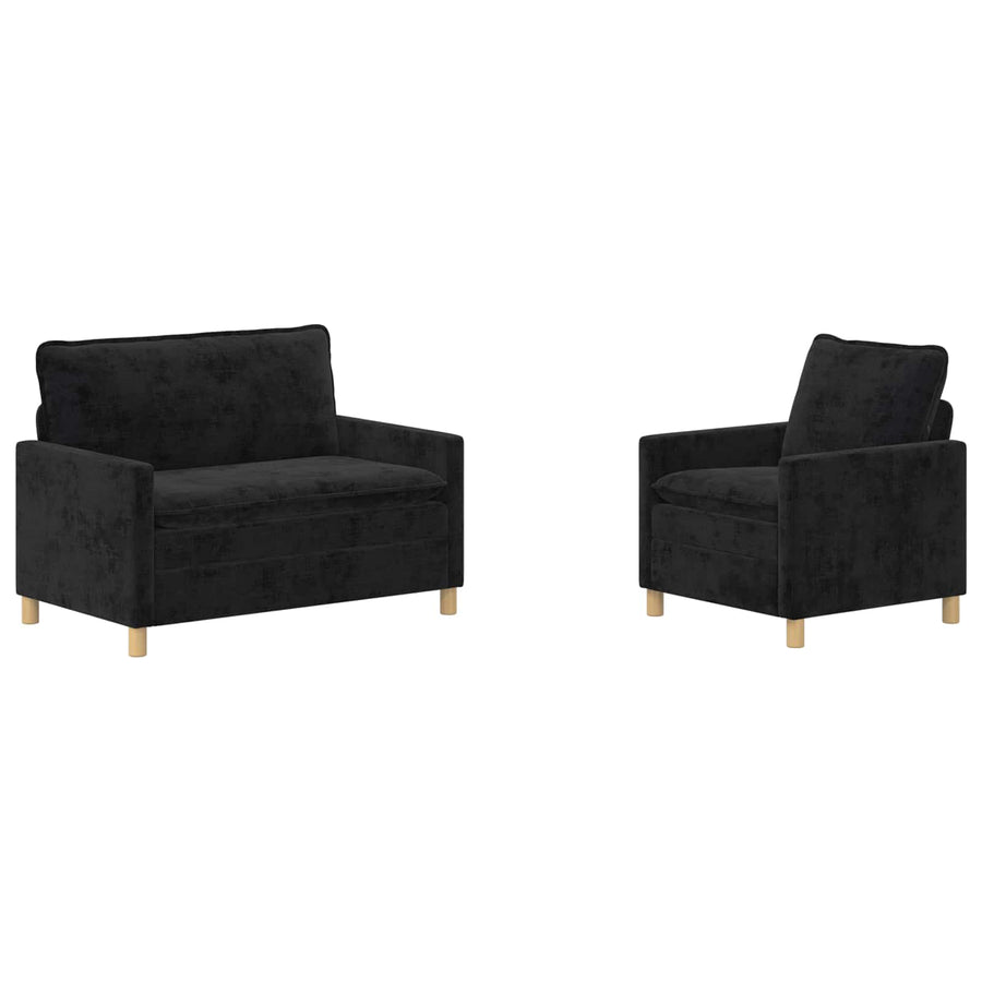Bankstel 2 pcs Zwart Polyester