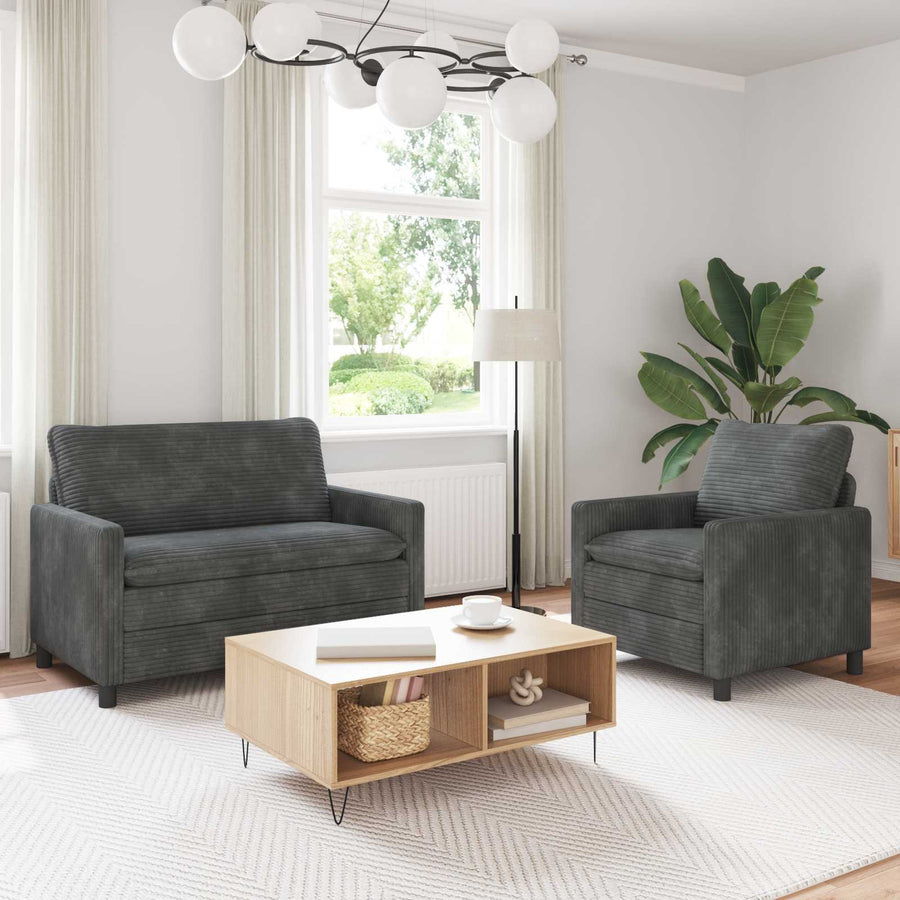 Bankstel 2 pcs Lichtgrijs Polyester