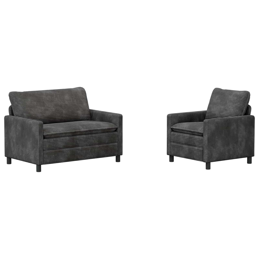 Bankstel 2 pcs Donkergrijs Polyester
