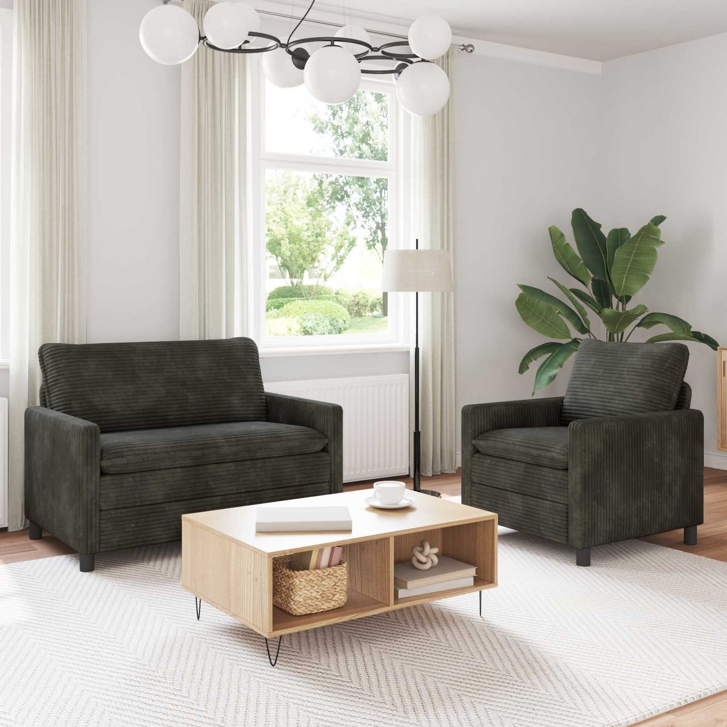 Bankstel 2 pcs Antracietkleurig Polyester