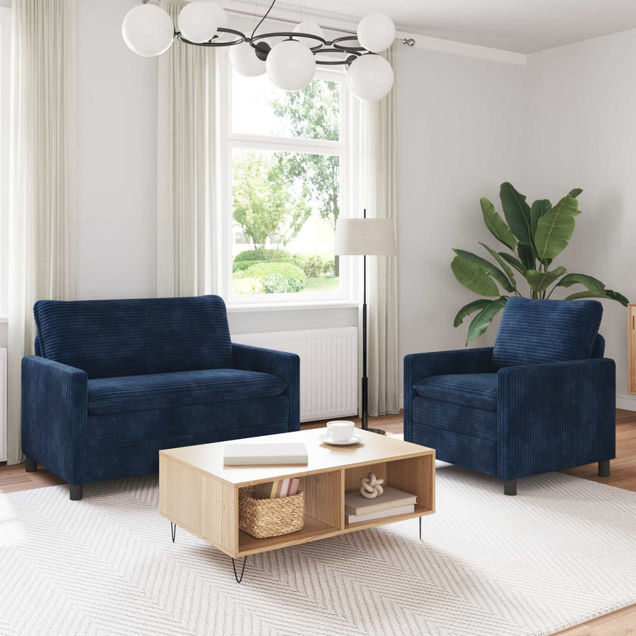 Bankstel 2 pcs Marineblauw Polyester