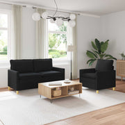 Bankstel 2 st zwart stof 156x81x87,5 cm