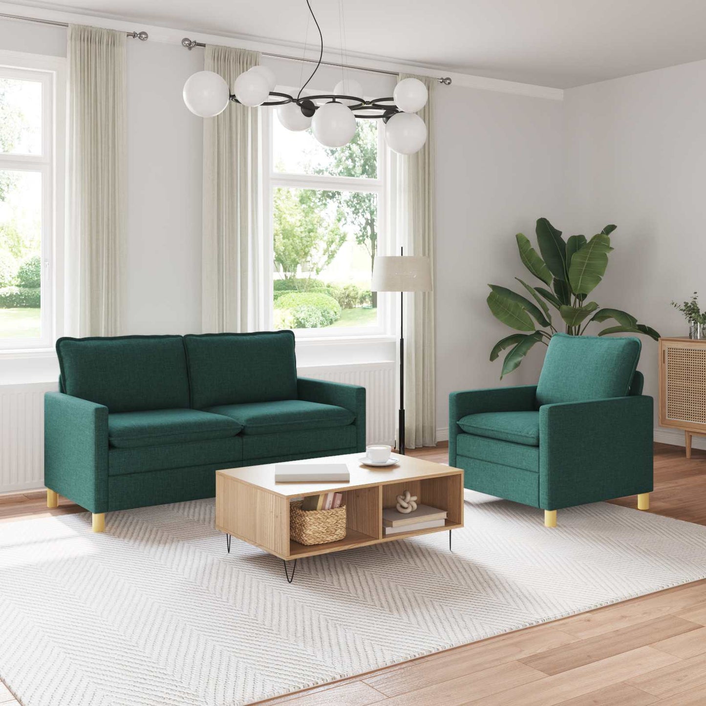 Bankstel 2 st Donkergroen Stof
