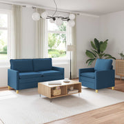 Bankstel 2 stuks blauw stof