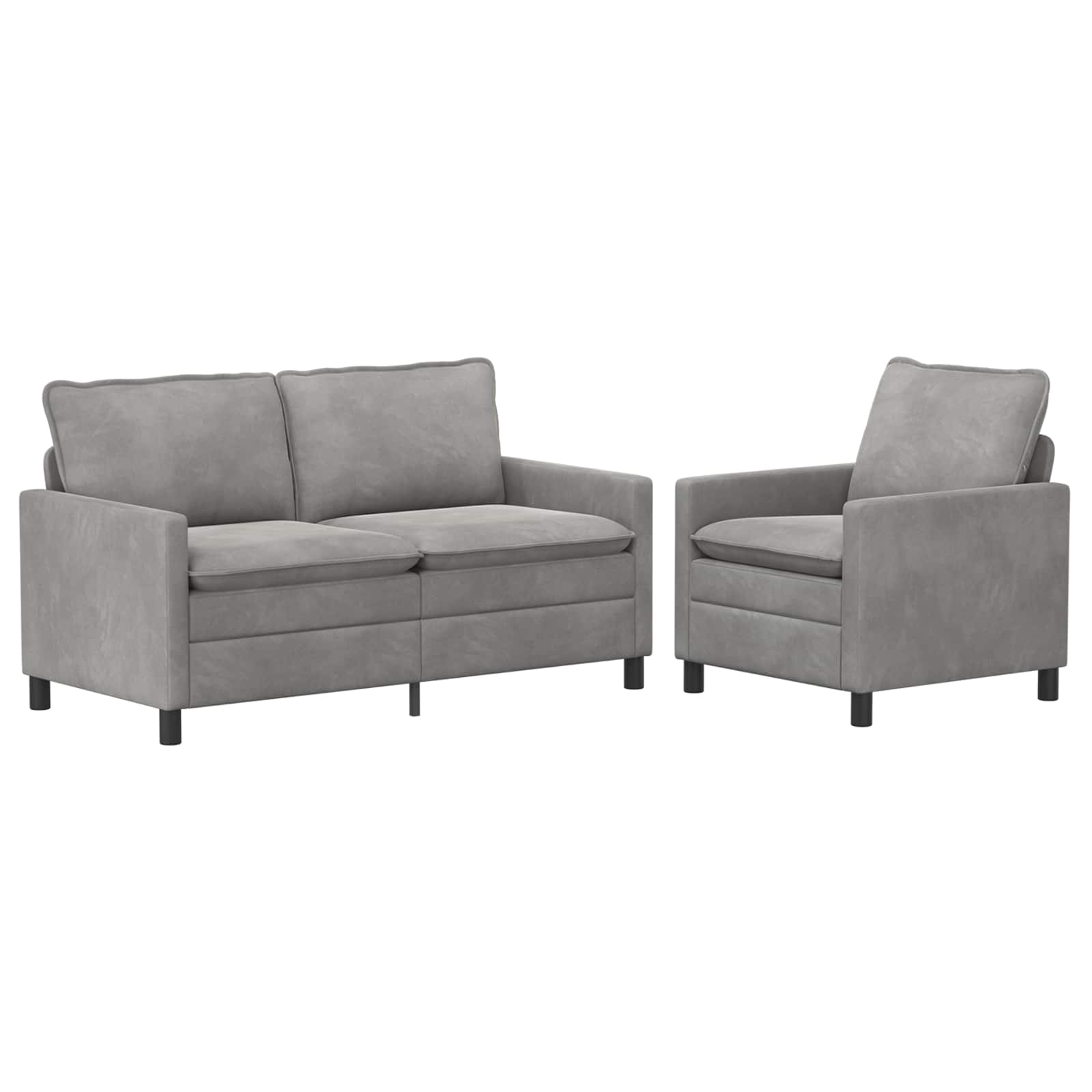 Bankstel 2 pcs Lichtgrijs Fluweel