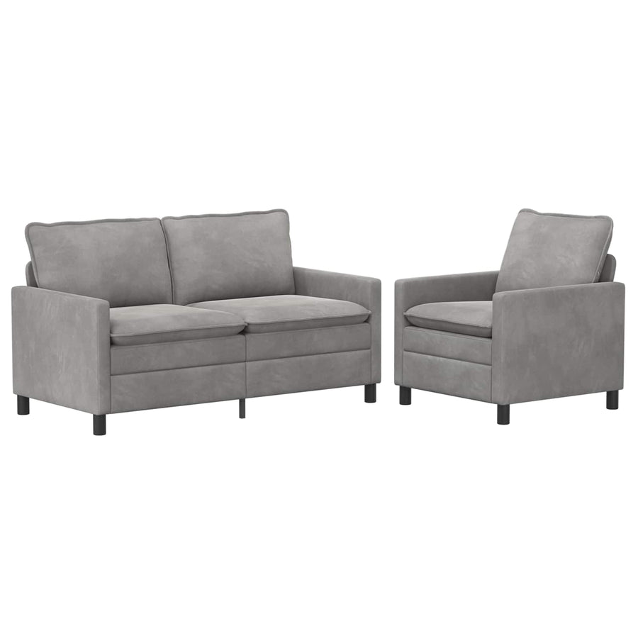 Bankstel 2 pcs Lichtgrijs Fluweel