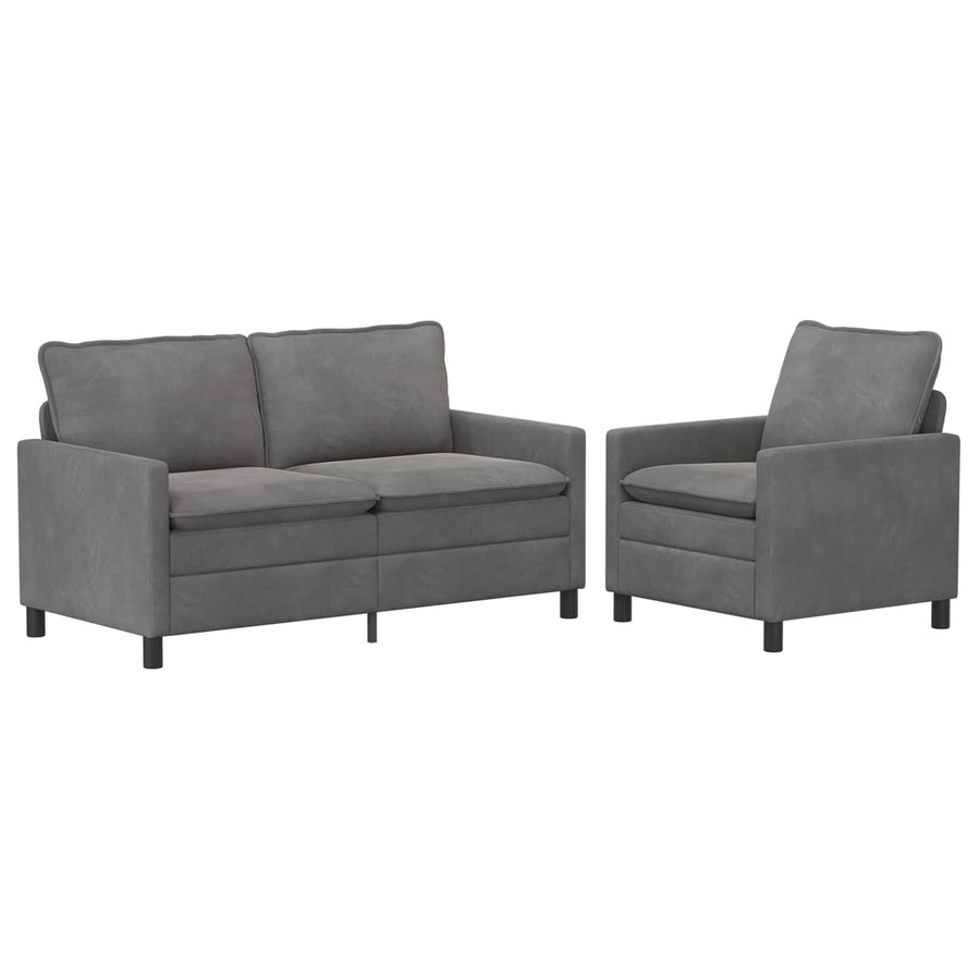 Bankstel 2 pcs Donkergrijs Fluweel