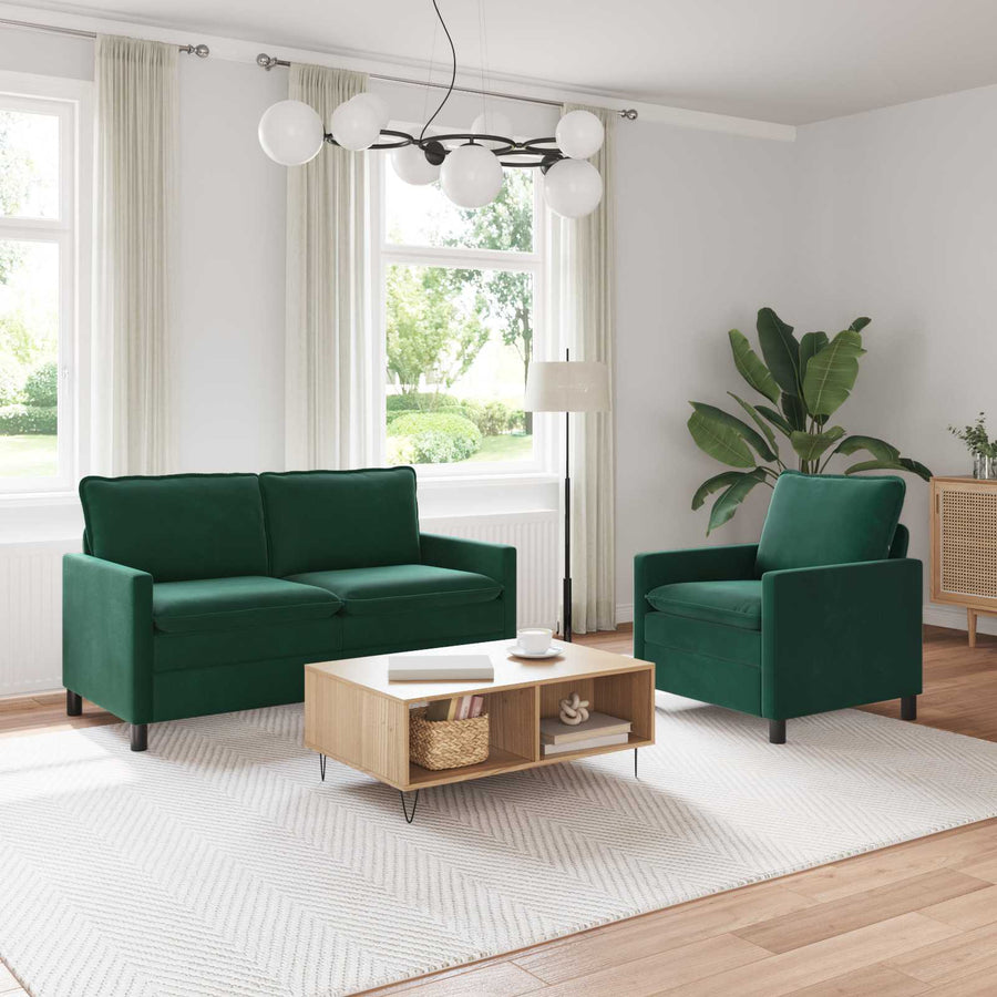 Bankstel 2 pcs Donkergroen Fluweel