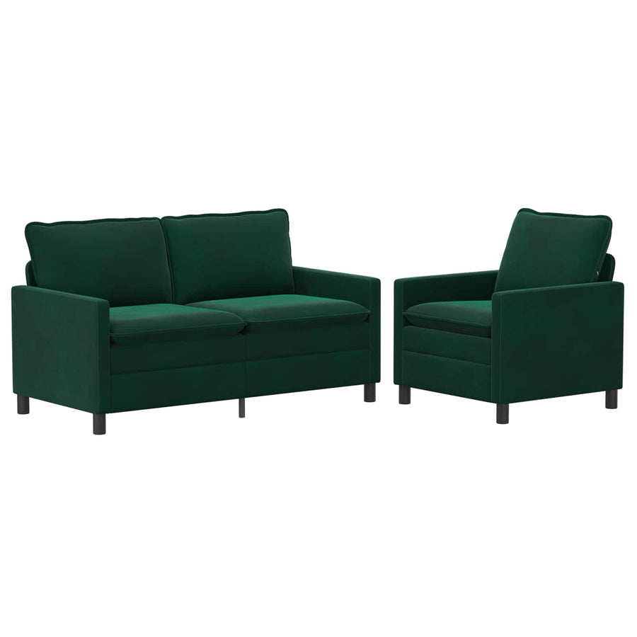 Bankstel 2 pcs Donkergroen Fluweel