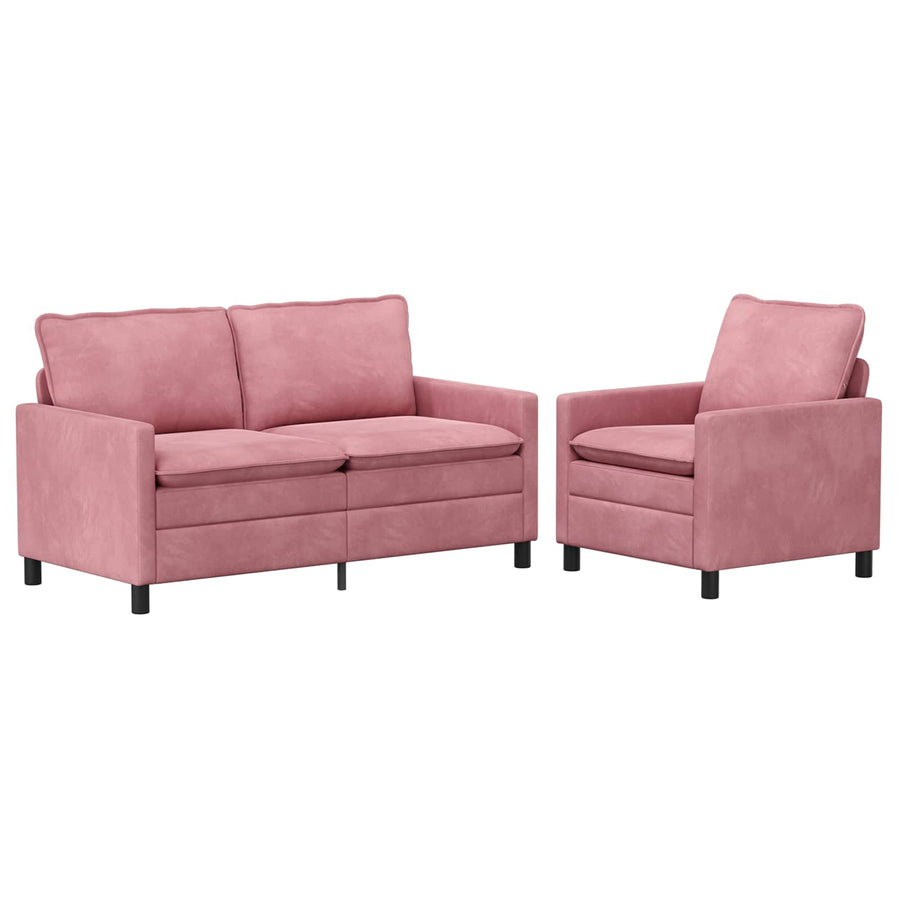Bankstel 2 pcs Roze Fluweel