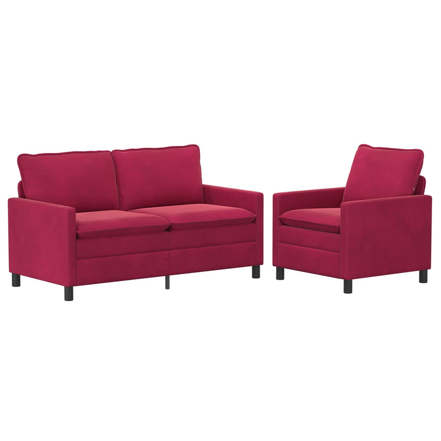 Bankstel 2 pcs Wijnrood Fluweel