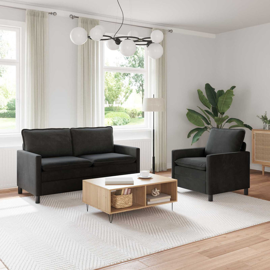 Bankstel 2 pcs Zwart Fluweel