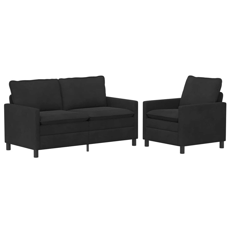 Bankstel 2 pcs Zwart Fluweel