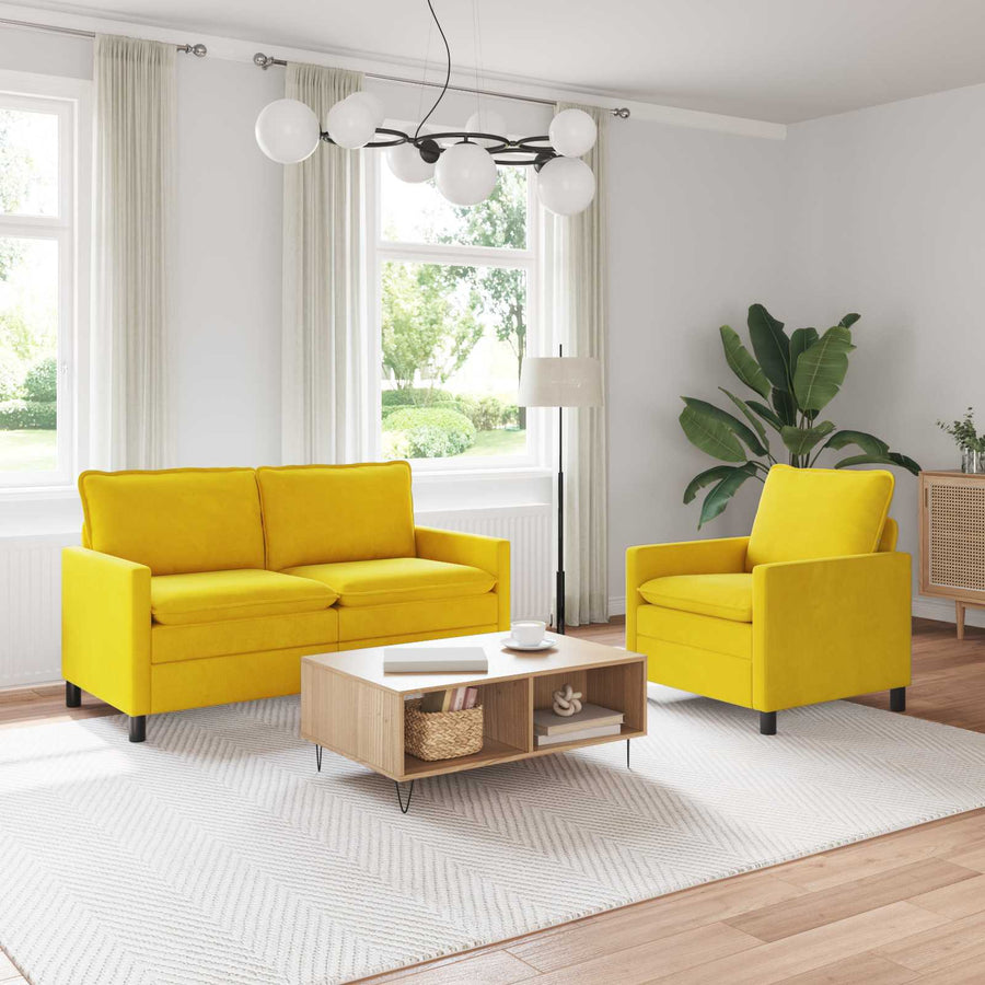 Bankstel 2 pcs Geel Fluweel