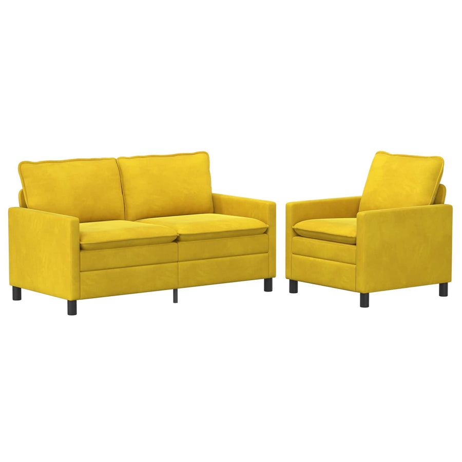 Bankstel 2 pcs Geel Fluweel
