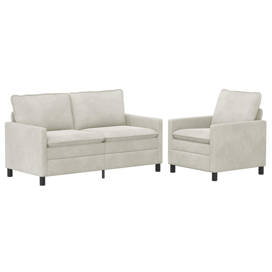 Bankstel 2 pcs Crèmekleurig Fluweel