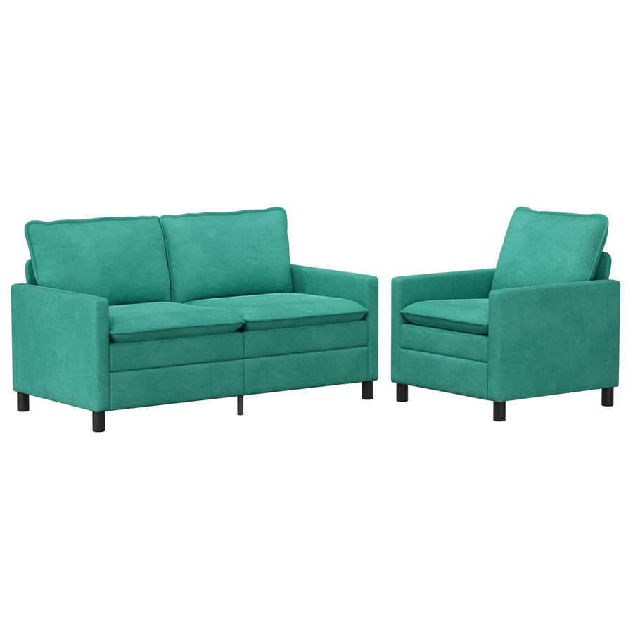 Bankstel 2 pcs Turquoise Fluweel