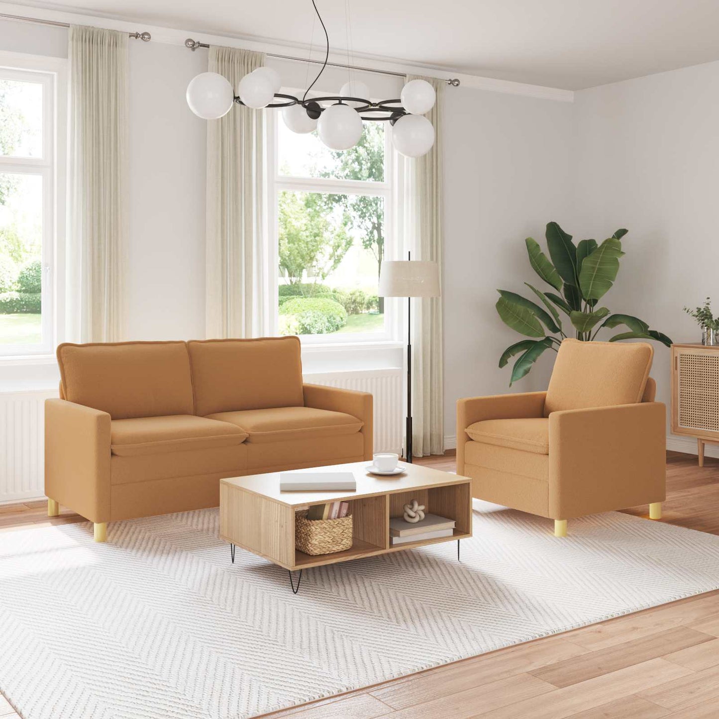 Bankstel 2 st Beige Stof