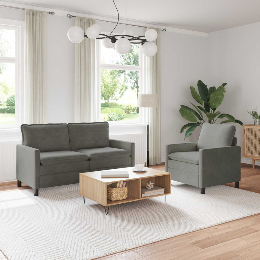 Bankstel 2 pcs Lichtgrijs Stof
