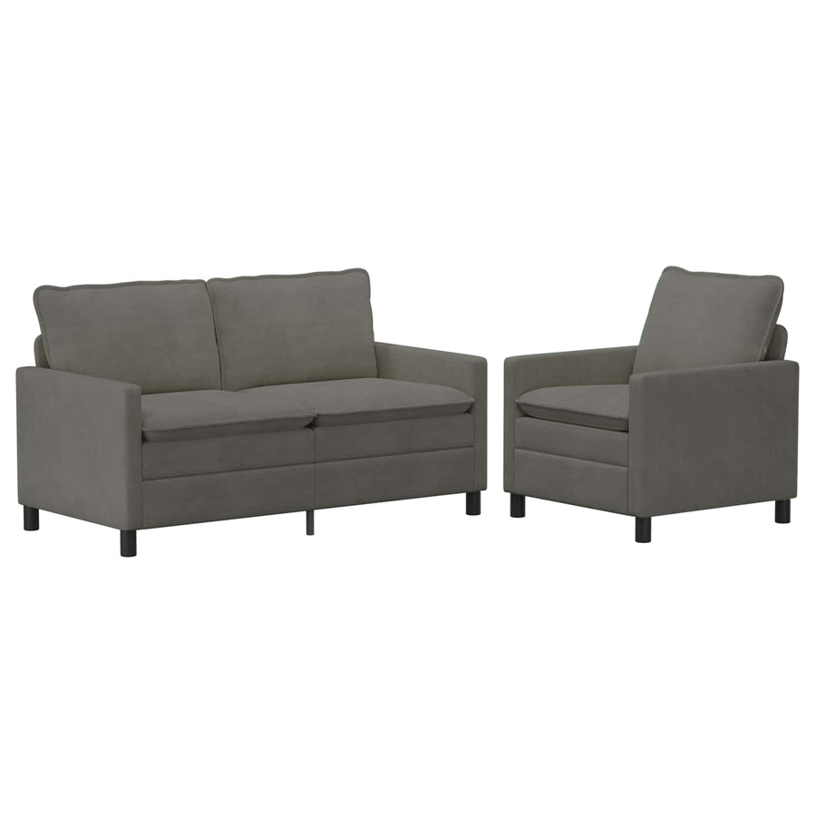 Bankstel 2 pcs Lichtgrijs Stof