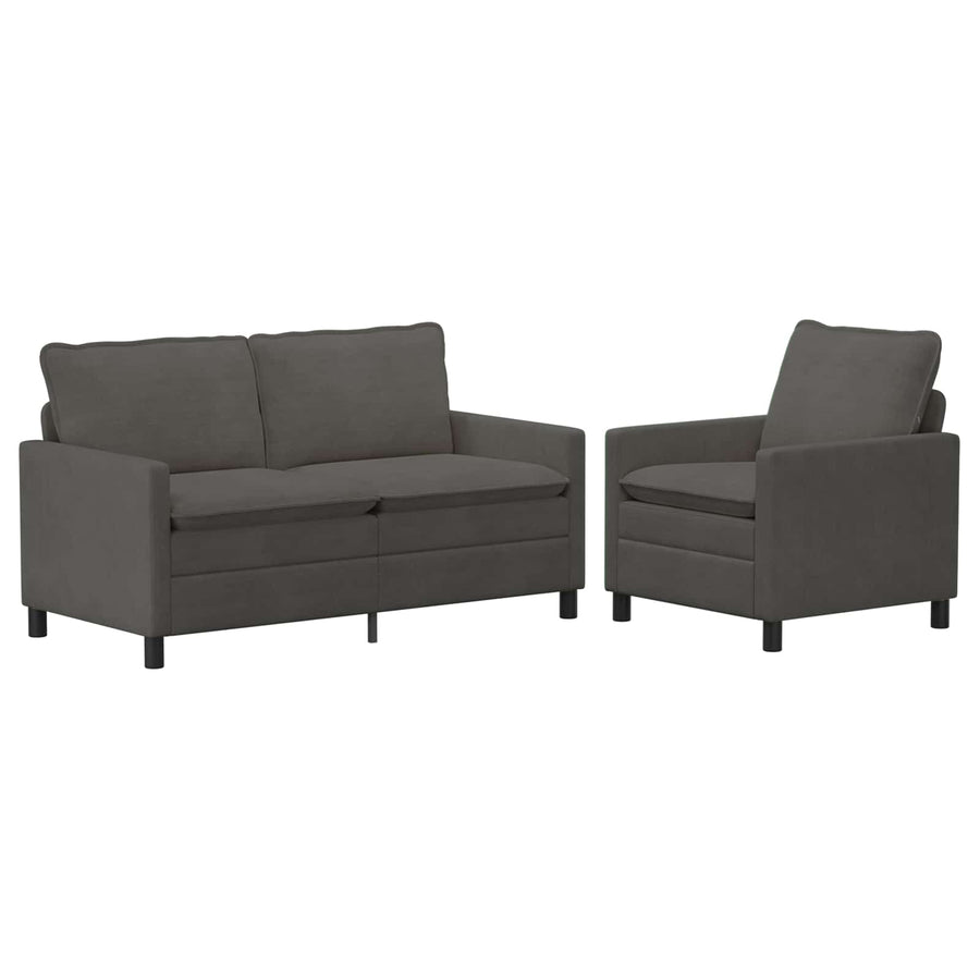 Bankstel 2 pcs Donkergrijs Stof