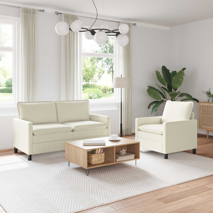 Bankstel 2 pcs Crèmekleurig Stof