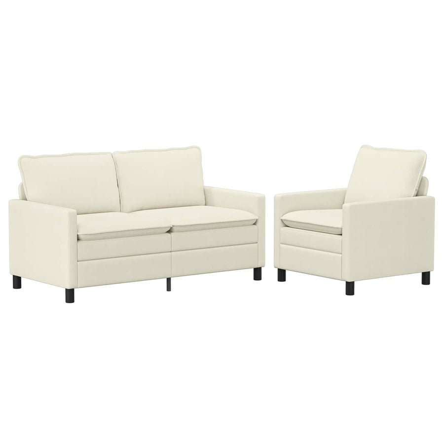 Bankstel 2 pcs Crèmekleurig Stof