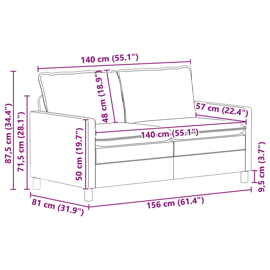 Bankstel 2 pcs Crèmekleurig Stof