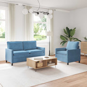 Bankstel 2-zits 1-zits blauw stof