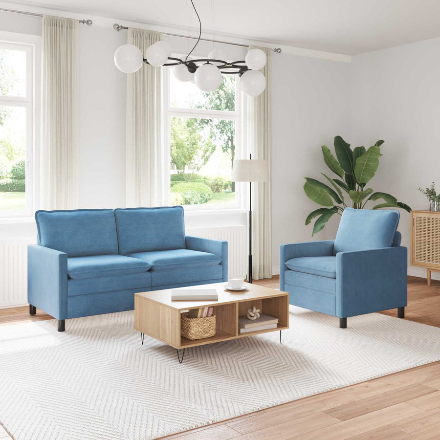 Bankstel 2 pcs Blauw Stof