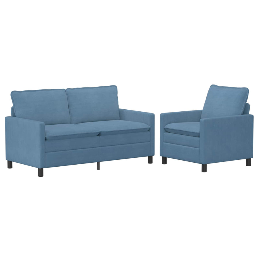 Bankstel 2 pcs Blauw Stof