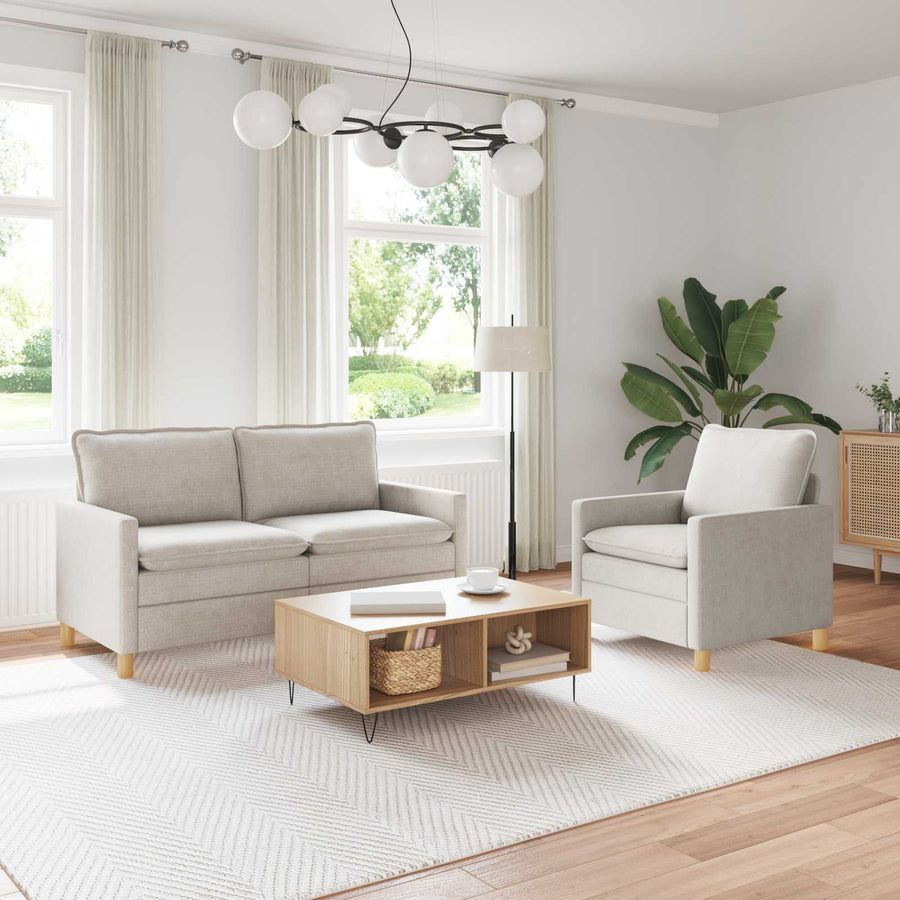 Bankstel 2 pcs Crèmekleurig Polyester