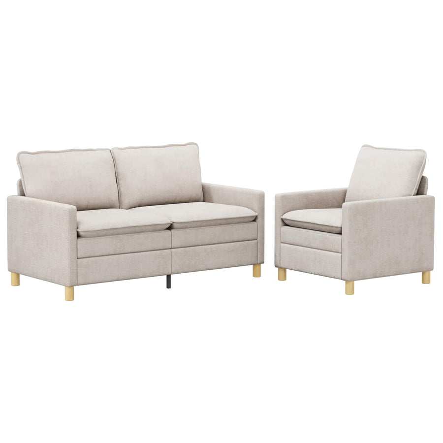 Bankstel 2 pcs Crèmekleurig Polyester